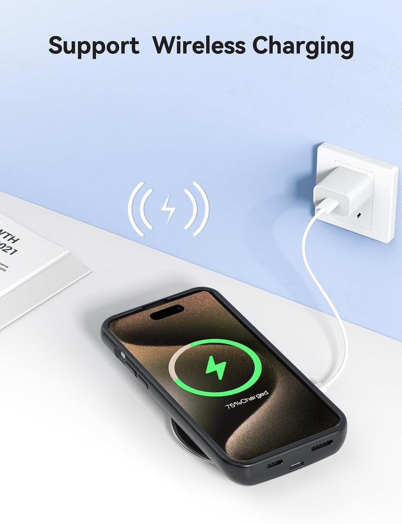 Newdery 10000mAh Battery Case for iPhone 15 Pro Max/Plus, USB C Qi Wireless Charging,Portable Protective Charger Case Battery Pack - Image 4